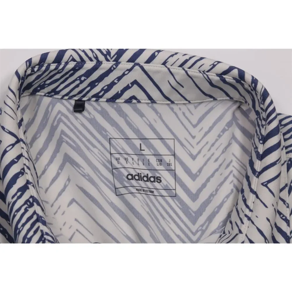 Adidas Golf Woodlands Country Club Blue White Herringbone Polo Shirt Large